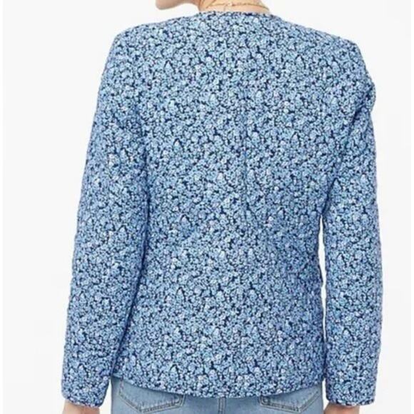 J. CREW Factory Short Quilted Cotton Blend Jacket Blue Floral Sz 18 [3M9} - Picture 3 of 9